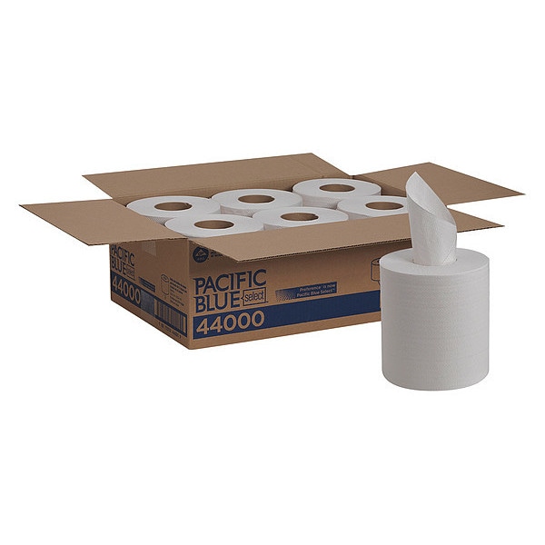 Georgia-Pacific Pacific Blue Select Center Pull Paper Towels, 2 Ply, 520 Sheets, 520 ft, White, 6 PK - 44000