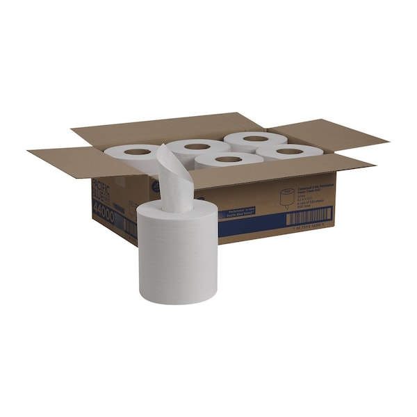 Georgia-Pacific Pacific Blue Select Center Pull Paper Towels, 2 Ply, 520 Sheets, 520 ft, White, 6 PK - 44000
