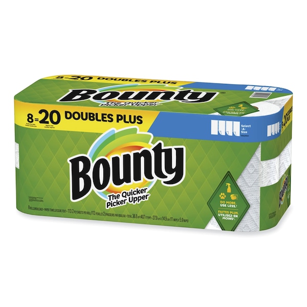 Bounty Bounty Select-A-Size Perforated Roll Paper Towels, 2 Ply, 113 Sheets, 60.48 ft, White, 8 PK - 66924