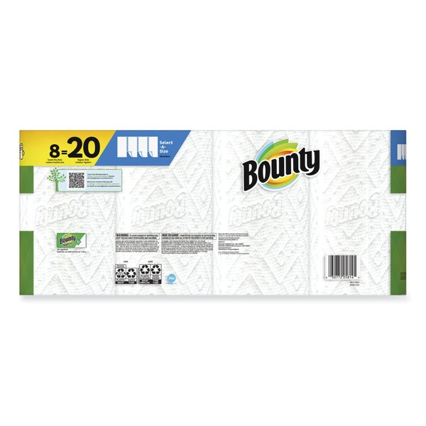 Bounty Bounty Select-A-Size Perforated Roll Paper Towels, 2 Ply, 113 Sheets, 60.48 ft, White, 8 PK - 66924