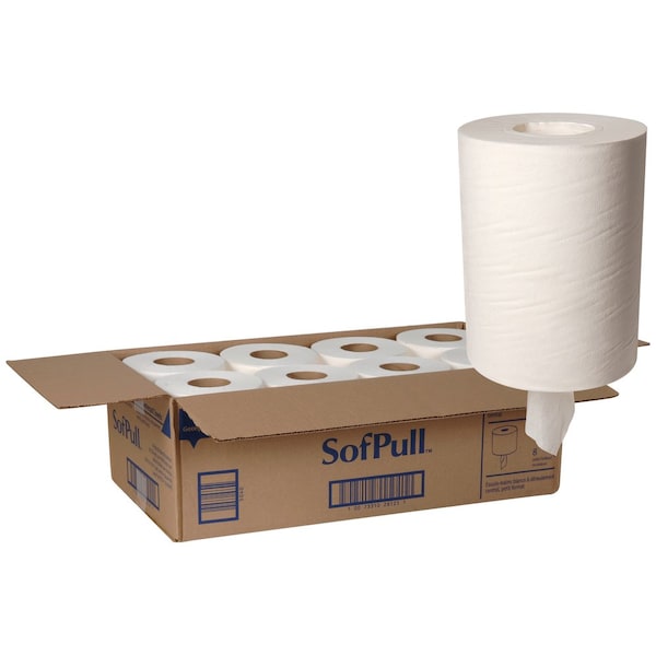 Georgia-Pacific Sofpull Center Pull Paper Towels, 1 Ply, 275 Sheets, 160 ft, White, 8 PK - 28125