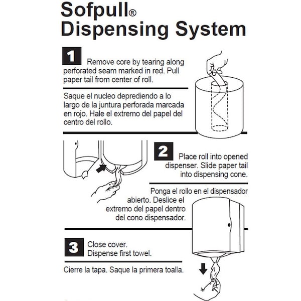 Georgia-Pacific Sofpull Center Pull Paper Towels, 1 Ply, 275 Sheets, 160 ft, White, 8 PK - 28125