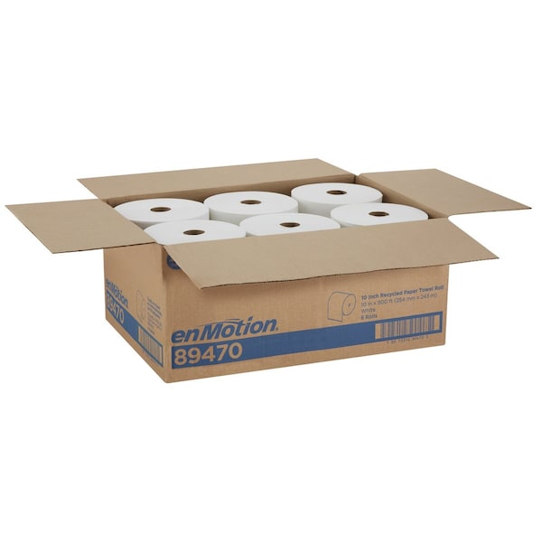 Georgia-Pacific enMotion Hardwound Paper Towels, 1 Ply, Continuous Roll Sheets, 800 ft, White, 6 PK - 89470