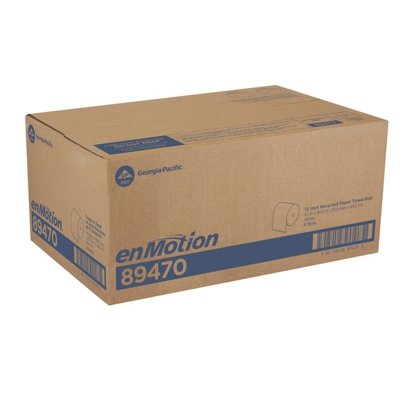 Georgia-Pacific enMotion Hardwound Paper Towels, 1 Ply, Continuous Roll Sheets, 800 ft, White, 6 PK - 89470