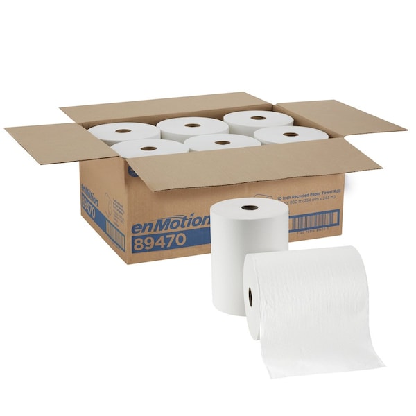 Georgia-Pacific enMotion Hardwound Paper Towels, 1 Ply, Continuous Roll Sheets, 800 ft, White, 6 PK - 89470
