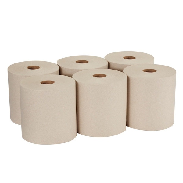 Georgia-Pacific Pacific Blue Basic Hardwound Paper Towels, 1 Ply, Continuous Roll Sheets, 1,000 ft, Brown, 6 PK - 26313
