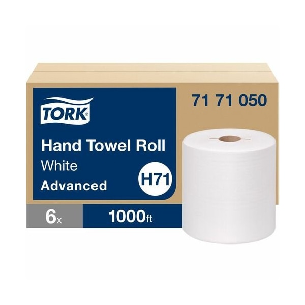 Tork Paper Towels, f/H71 Dispensers, Rolls, 1 Ply, 1,000ft , WE, 6PK - TRK7171050