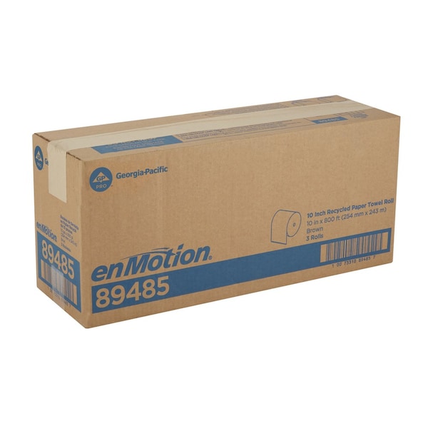 Georgia-Pacific enMotion Hardwound Paper Towels, 1 Ply, Continuous Roll Sheets, 800 ft, Brown, 3 PK - 89485