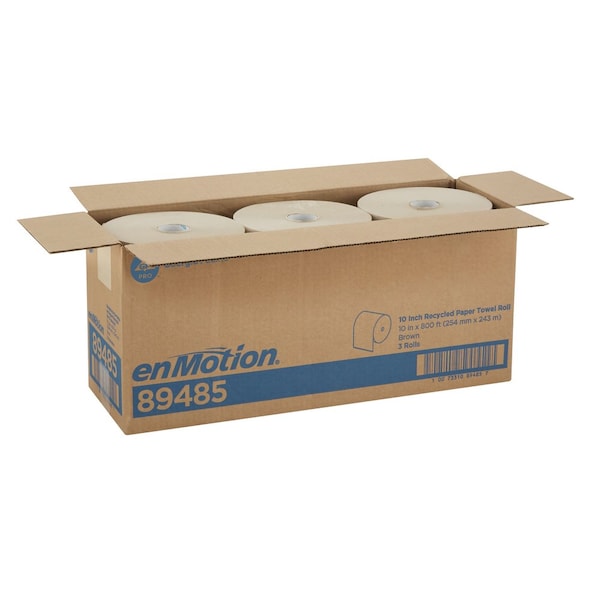 Georgia-Pacific enMotion Hardwound Paper Towels, 1 Ply, Continuous Roll Sheets, 800 ft, Brown, 3 PK - 89485