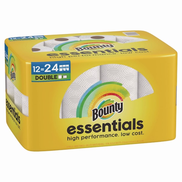 Bounty Essentials Select-A-Size Kitchen Roll Paper Towels, 2-Ply, 108 Sheets/Roll, 12 Rolls/Carton - 80759229
