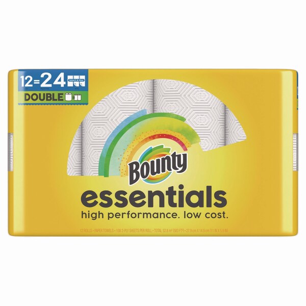 Bounty Essentials Select-A-Size Kitchen Roll Paper Towels, 2-Ply, 108 Sheets/Roll, 12 Rolls/Carton - 80759229