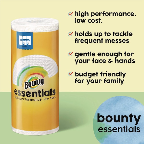 Bounty Essentials Select-A-Size Kitchen Roll Paper Towels, 2-Ply, 108 Sheets/Roll, 12 Rolls/Carton - 80759229
