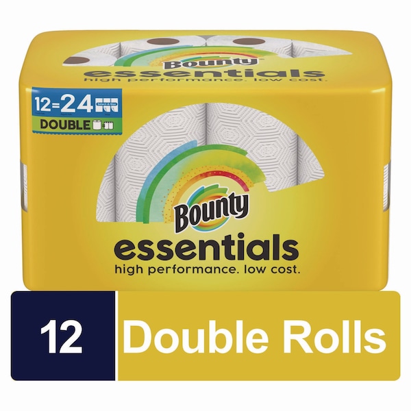 Bounty Essentials Select-A-Size Kitchen Roll Paper Towels, 2-Ply, 108 Sheets/Roll, 12 Rolls/Carton - 80759229