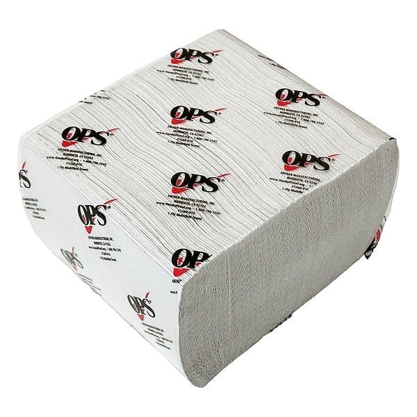 Ops OPS Green Multifold Paper Towels, 1 Ply, 250 Sheets, White, 32 PK - 1260-01G