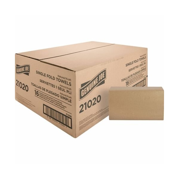 Genuine Joe Genuine Joe Single-Fold Towel, 10-1/4inx9-1/10in, NL, 16PK - GJO21020