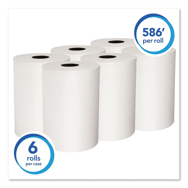 Scott Hardwound Paper Towels, Continuous Roll Sheets, 580 ft; 580 ft, White, 6 PK - 12388
