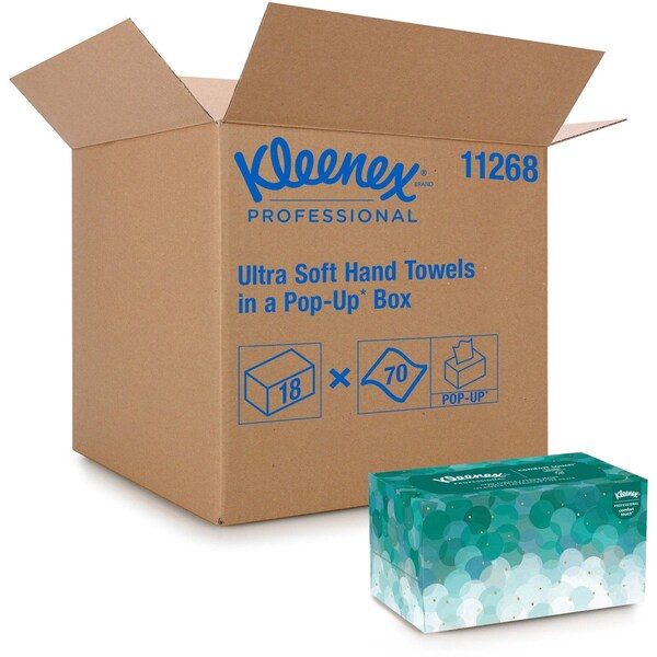Kleenex Ultra Soft Pop-Up Paper Towels, 1 Ply, 70 Sheets, White, 1260 PK - 11268CT