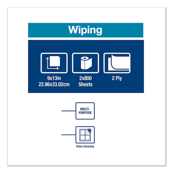 Tork Tork Paper Wiper Centerfeed White W1/W2, Multipurpose, 2 x 800 Sheets, 130211B - 130211B