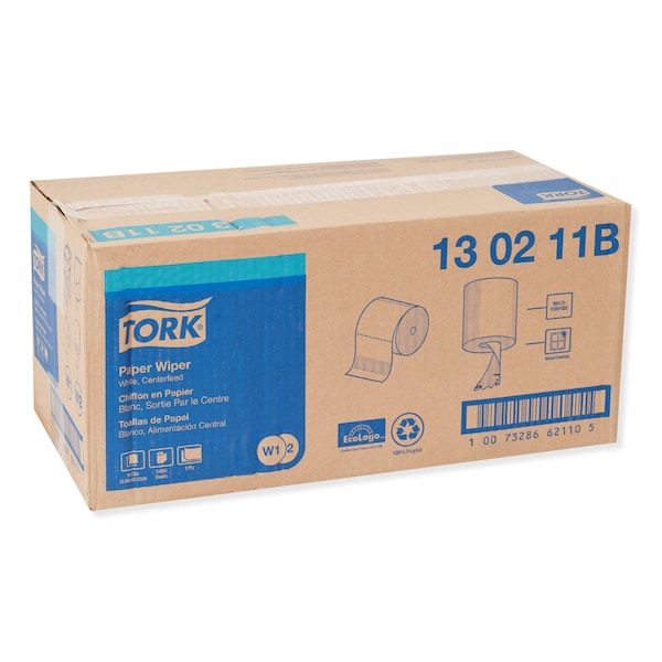 Tork Tork Paper Wiper Centerfeed White W1/W2, Multipurpose, 2 x 800 Sheets, 130211B - 130211B