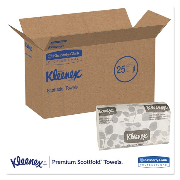 Kleenex Premiere Multifold Paper Towels, 1 Ply, 120 Sheets, White, 3000 PK - 13254