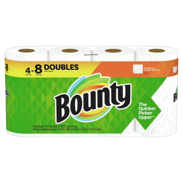 Bounty Bounty Sheets Paper Towels, 2 Ply, White, 4 PK - 66584