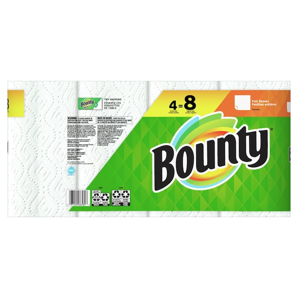 Bounty Bounty Sheets Paper Towels, 2 Ply, White, 4 PK - 66584