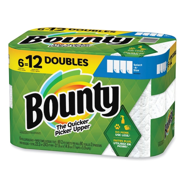 Bounty Towels & Wipes, 2 Ply, 990", White, 6 PK - 80374121