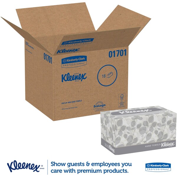 Kleenex Pop-Up Paper Towels, 1 Ply, 120 Sheets, White, 18 PK - 01701CT
