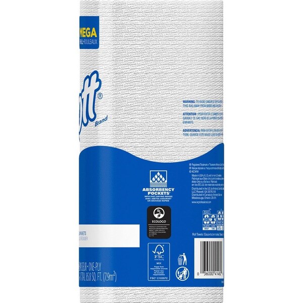 Scott Scott Kitchen Paper Towels, 128 Sheets, White, 20 PK - KCC41482CT