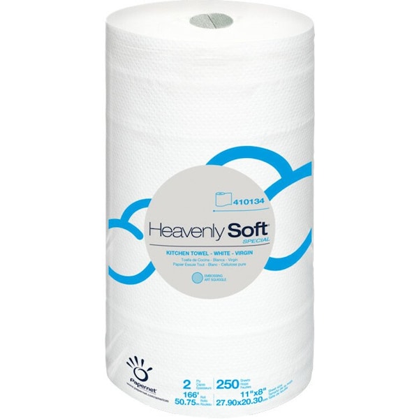Papernet Heavenly Soft Perforated Roll Paper Towels, 2 Ply, 250 Sheets, 167 ft, White, 12 PK - 410134