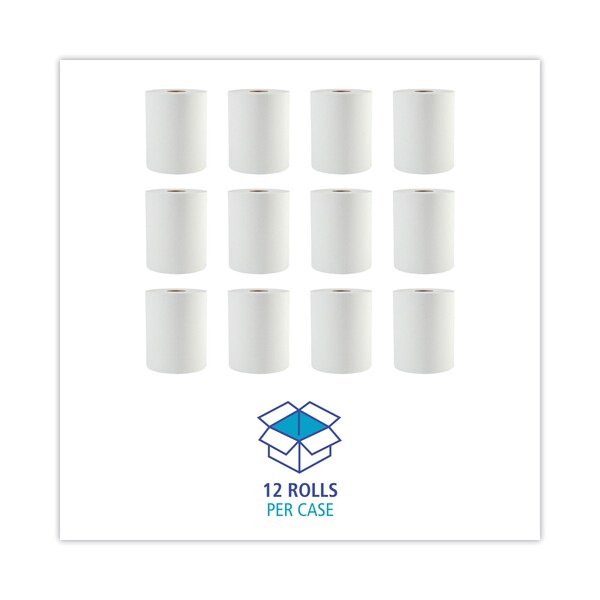 Boardwalk Boardwalk Hardwound Paper Towels, 1 Ply, Continuous Roll Sheets, 600 ft, White, 12 PK - 8123