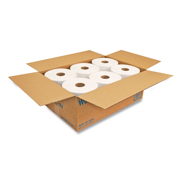 Morcon Tissue Morsoft Universal Roll Towels, 1-Ply, 8in x 800 ft, White, 6PK - W6800
