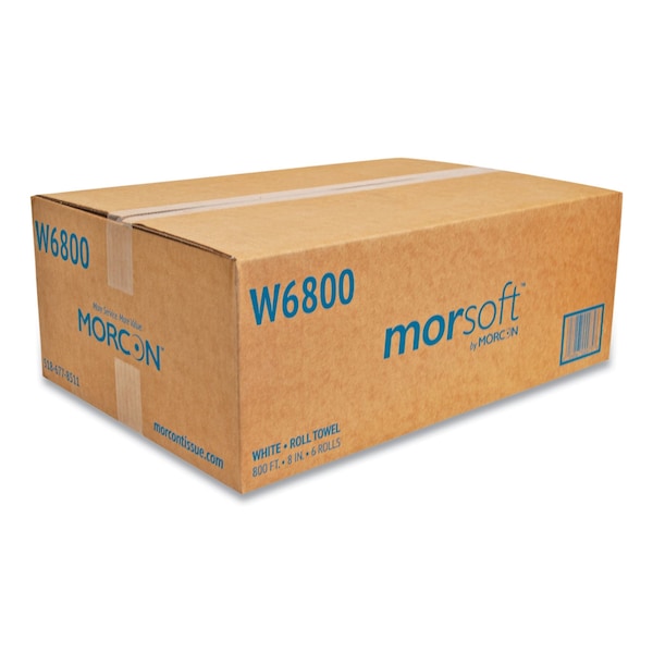 Morcon Tissue Morsoft Universal Roll Towels, 1-Ply, 8in x 800 ft, White, 6PK - W6800