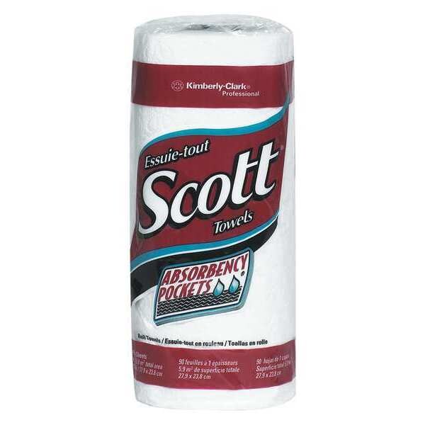 Scottex Perforated Roll Paper Towels, 1 Ply, 90 Sheets, White, 20 PK - TTHT1S