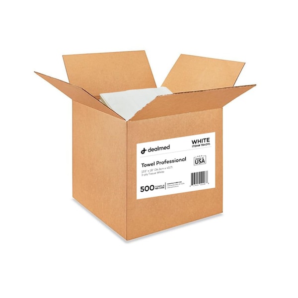 Dealmed Paper Towels, 3 Ply, White, 500 PK - 784091