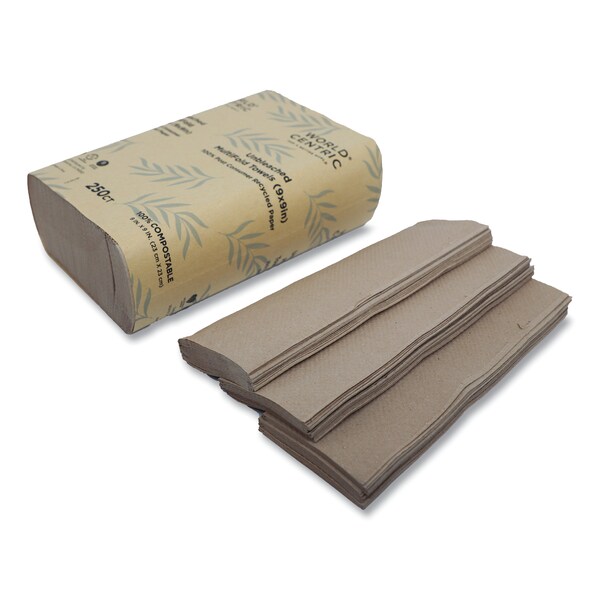 World Centric Multifold Paper Towels, 1 Ply, 1 Sheets, Natural, 4000 PK - TWPAMF