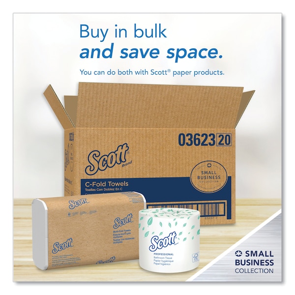 Scott Essential C-Fold Paper Towels, 1 Ply, 200 Sheets, White, 9 PK - 3623