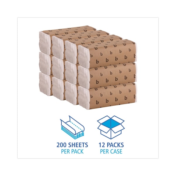 Boardwalk Boardwalk C-Fold 1 Ply, 200 Sheets, White, 12 PK - BWK6220