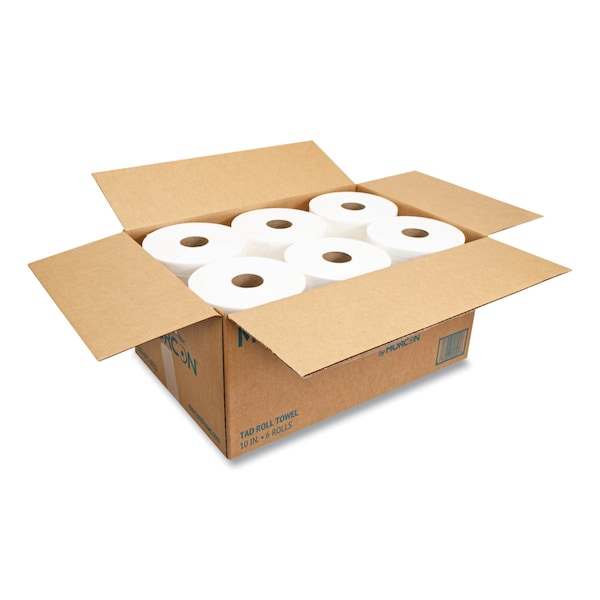 Morcon Paper Hardwound Paper Towels, 1 Ply, Continuous Roll Sheets, 500 ft, White, 6 PK - M610