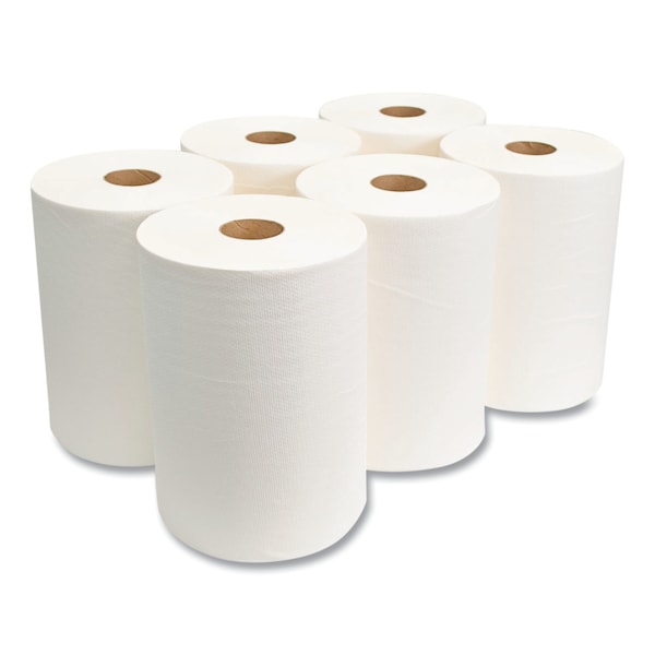 Morcon Paper Hardwound Paper Towels, 1 Ply, Continuous Roll Sheets, 500 ft, White, 6 PK - M610