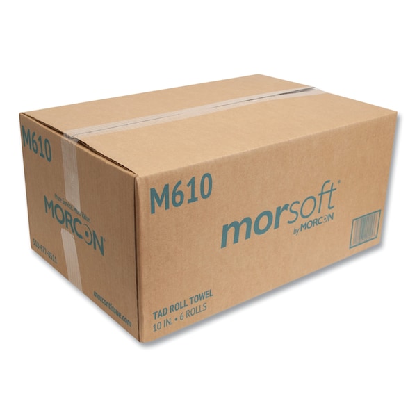 Morcon Paper Hardwound Paper Towels, 1 Ply, Continuous Roll Sheets, 500 ft, White, 6 PK - M610