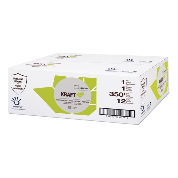 Papernet Kraft Tech Hardwound Paper Towel, Kraft, 1-Ply, 5.5 x 5.5, Brown, 350 ft/Roll, 12PK - 410095