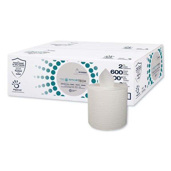 Papernet Heavenly Soft Center-Pull Towel, Dissolve Tech Micro Embossing, 1-Ply, 7.6x10, White, 3,600 Sheets - 410334