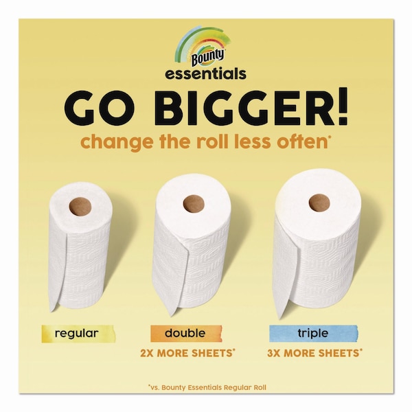 Bounty Essentials Select-A-Size Kitchen Roll Paper Towels, 2-Ply, 108 Sheets/Roll, 24PK - 80810311