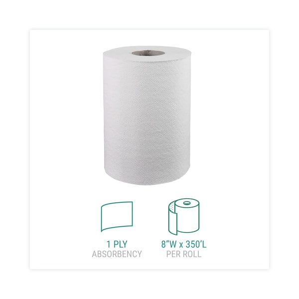 Windsoft Hardwound Paper Towels, 1 Ply, Continuous Roll Sheets, 350 ft, White, 12 PK - WIN109