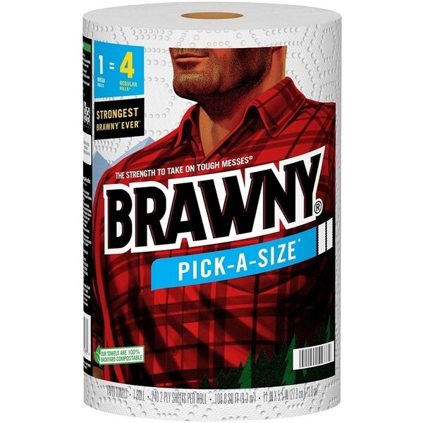 Brawny Pick-A-Size 44373 Paper Towel, 5-1/2 in L, 11 in W, 2-Ply - 44491