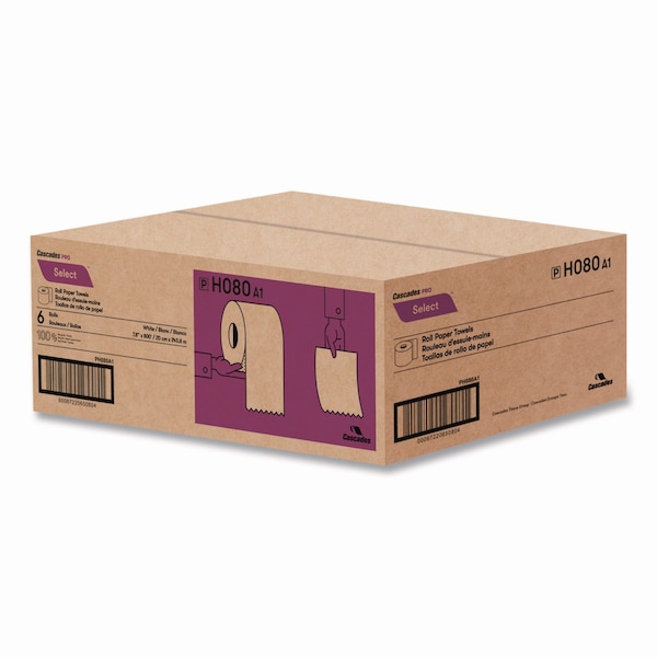 Cascades Pro Towels & Wipes, 1 Ply, 800 ft, White, 6 PK - H080