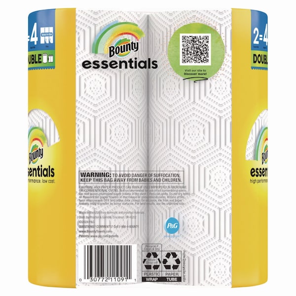 Bounty Essentials Select-A-Size Kitchen Roll Paper Towels, 2-Ply, White, 8PK - 80782402