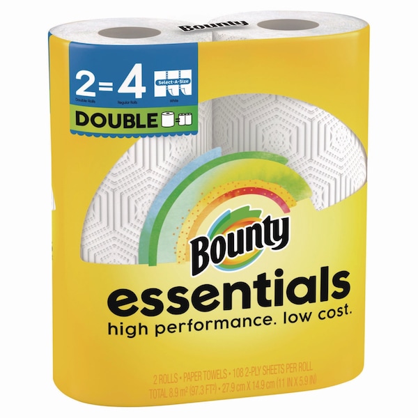 Bounty Essentials Select-A-Size Kitchen Roll Paper Towels, 2-Ply, White, 8PK - 80782402