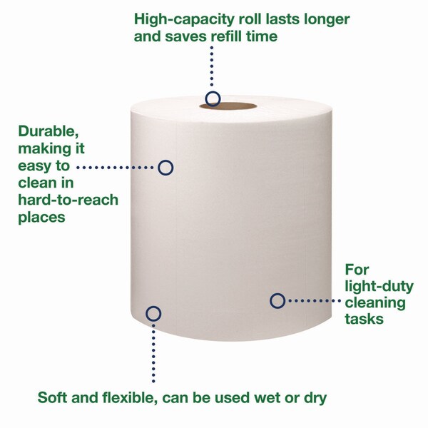 Tork Light Duty Cleaning Cloth, Giant Roll, 1-Ply, 9 x 12.4, White, 1450PK - 500105